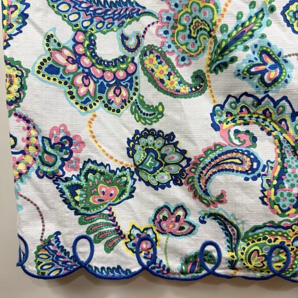 Talbots White Colorful Paisley Floral Sheath Dress Size 12 Scalloped Hem Summer - Picture 6 of 15